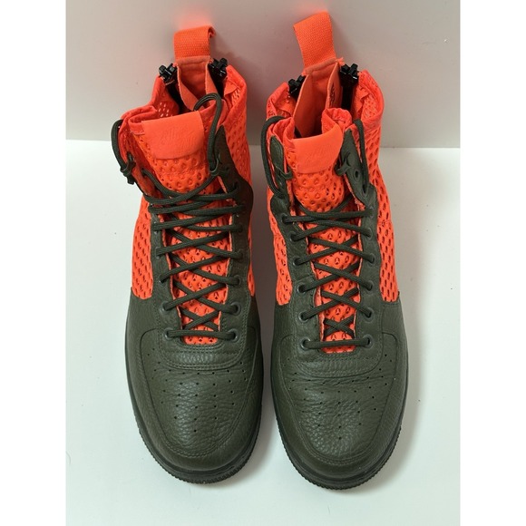 NIKE SF Air Force 1‎ Mid Sneaker Men 9.5 Cargo Khaki Total Crimson  AA7345-300 - Picture 4 of 9